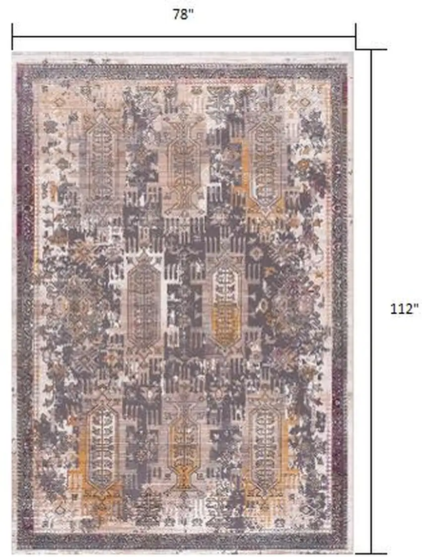 Gray and Ivory Oriental Power Loom Area Rug Photo 7