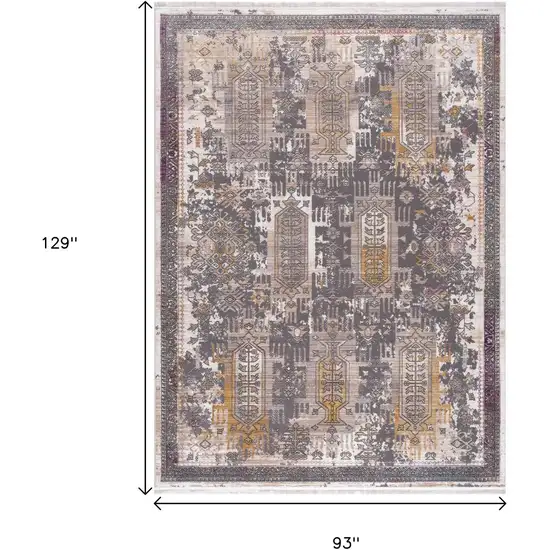 Gray and Ivory Oriental Power Loom Area Rug Photo 3