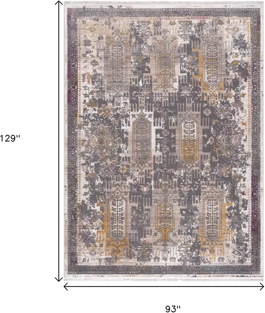 Gray and Ivory Oriental Power Loom Area Rug Photo 3