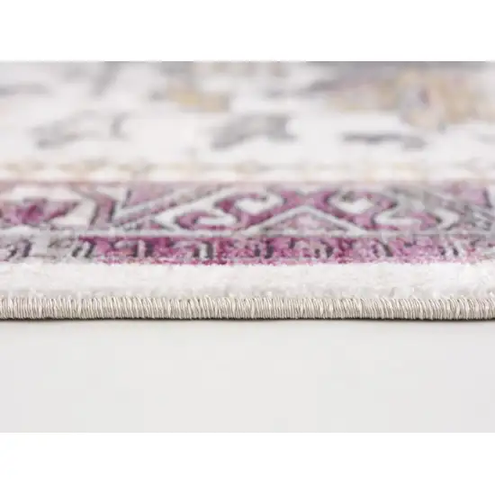 10' Gray And Ivory Oriental Runner Rug Photo 3