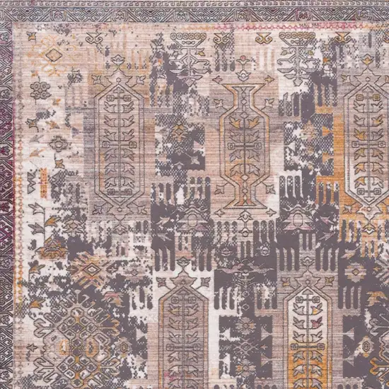 13' Gray And Ivory Oriental Runner Rug Photo 4
