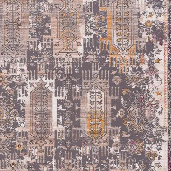 15' Gray And Ivory Oriental Runner Rug Photo 4