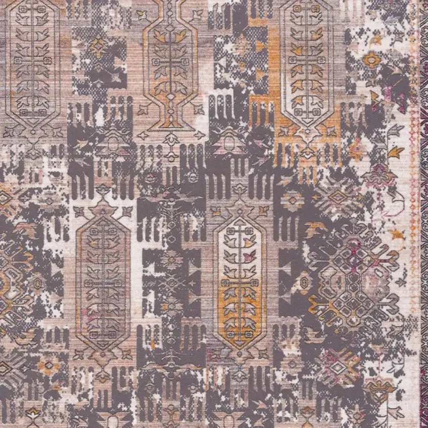 15' Gray And Ivory Oriental Runner Rug Photo 4