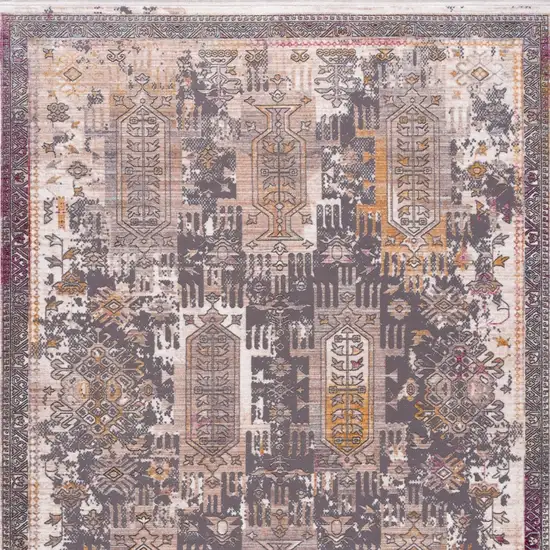 20' Gray And Ivory Oriental Runner Rug Photo 5