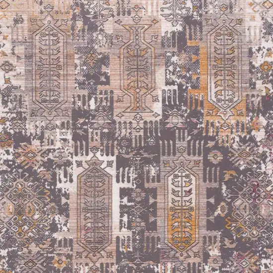 8' Gray And Ivory Oriental Distressed Runner Rug Photo 3