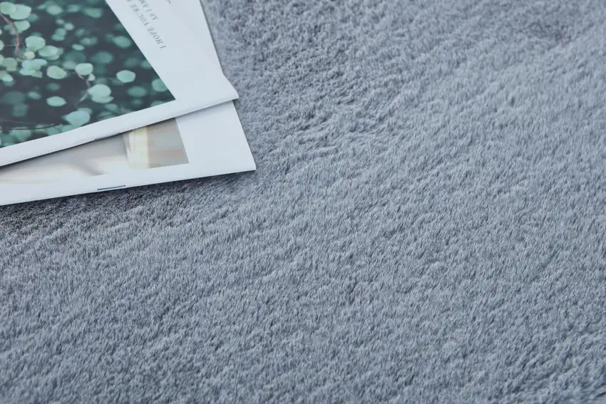 Gray Faux Fur Shag Non Skid Area Rug Photo 4