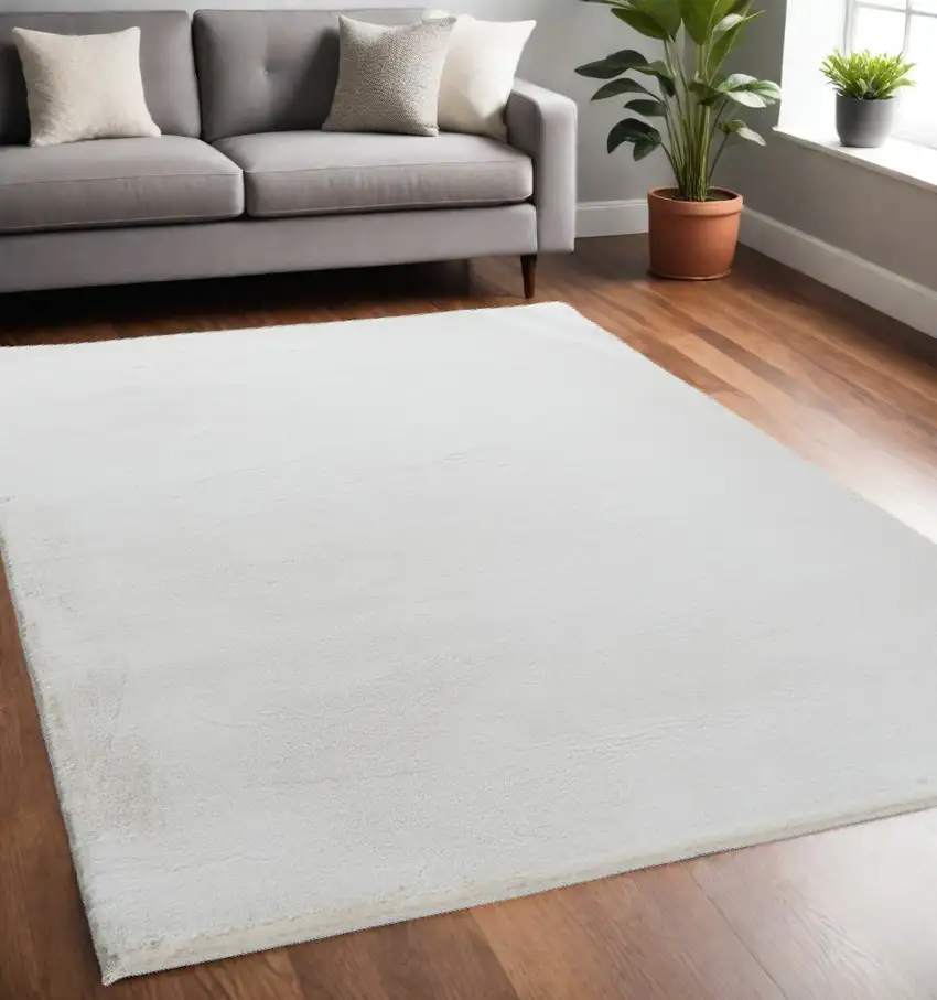 Gray Faux Fur Shag Non Skid Area Rug Photo 2