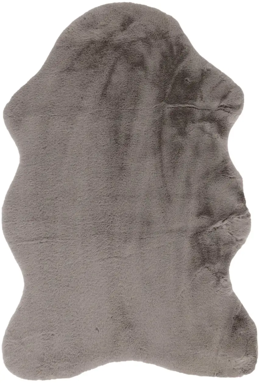 Gray Faux Rabbit Fur Area Rug Photo 1