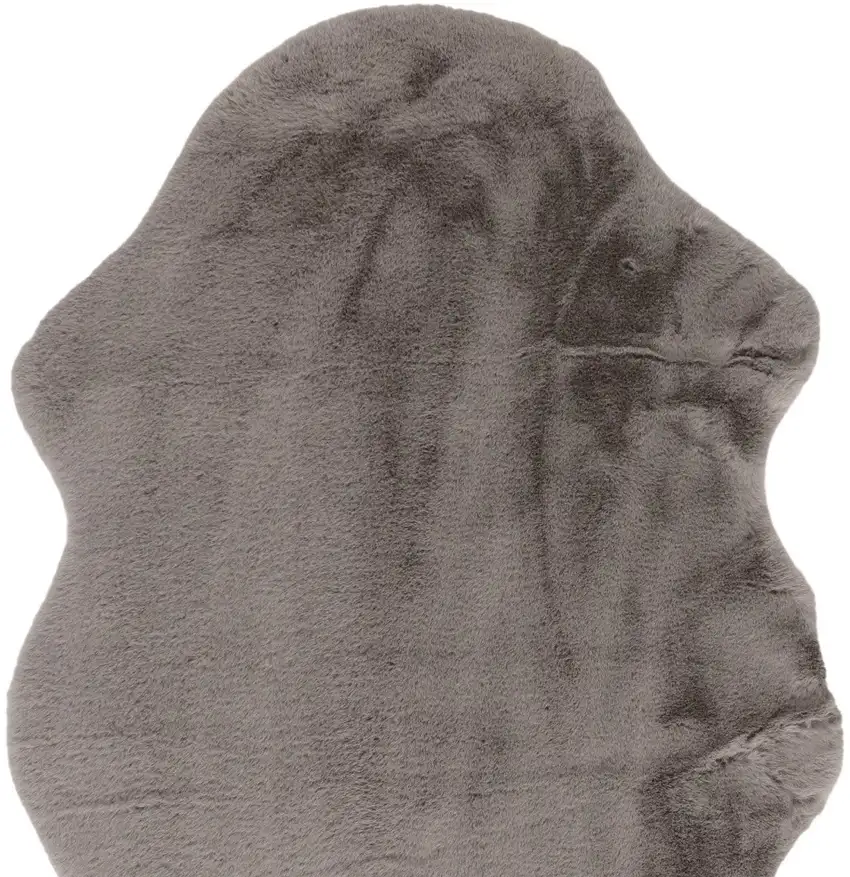 Gray Faux Rabbit Fur Area Rug Photo 4