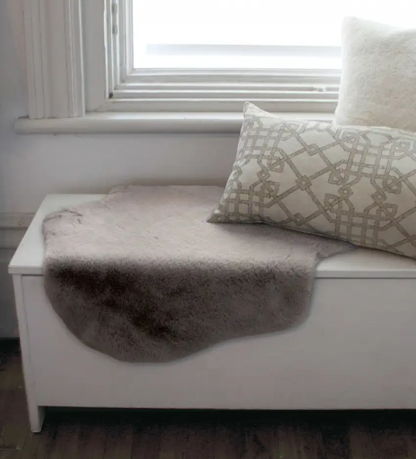 Gray Faux Rabbit Fur Area Rug Photo 6