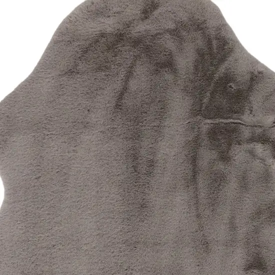 Gray Faux Rabbit Fur Area Rug Photo 3