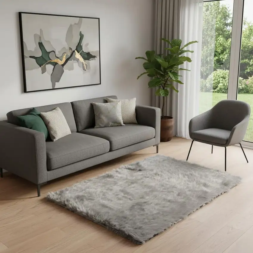 Gray Shag Area Rug Photo 1