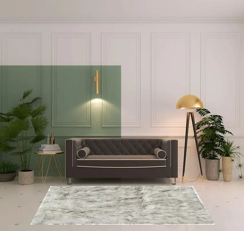 Gray Faux Sheepskin Printed Area Rug Photo 2