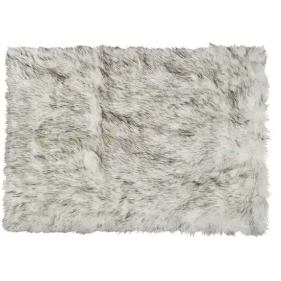 Gray Faux Sheepskin Printed Area Rug Photo 3