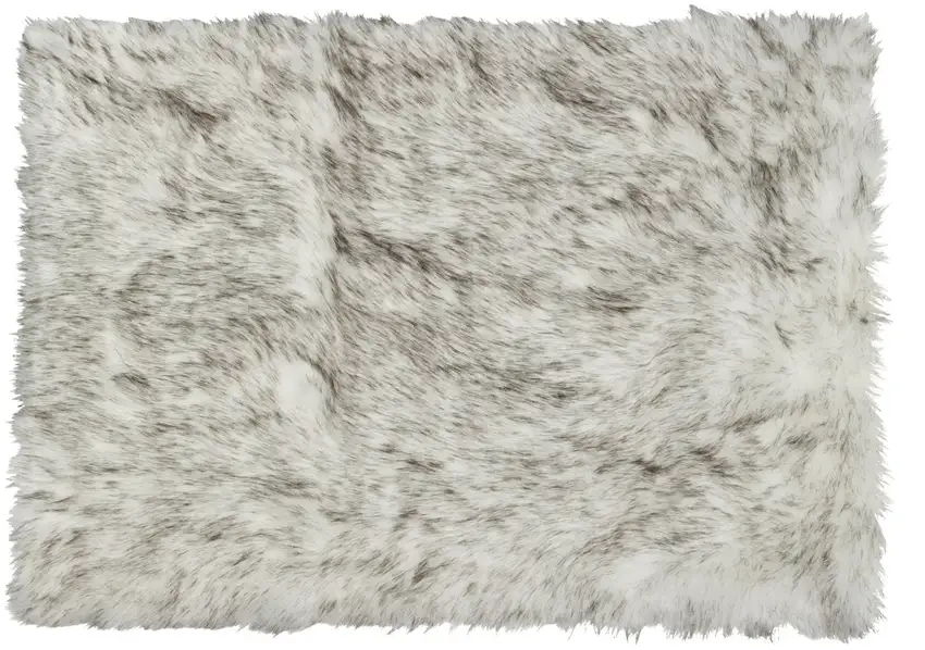 Gray Faux Sheepskin Printed Area Rug Photo 3