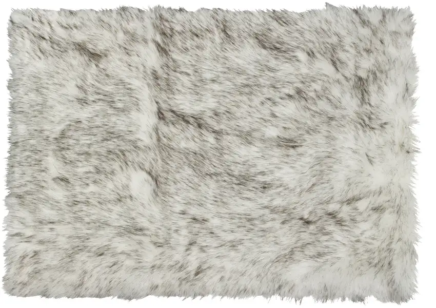Gray Faux Sheepskin Printed Area Rug Photo 3
