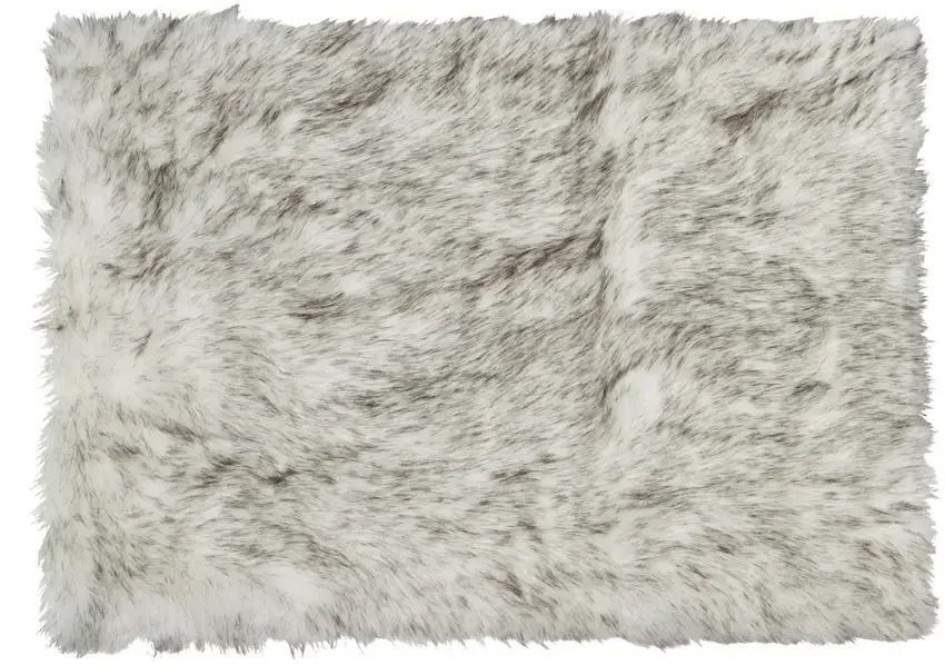 Gray Faux Sheepskin Printed Area Rug Photo 1