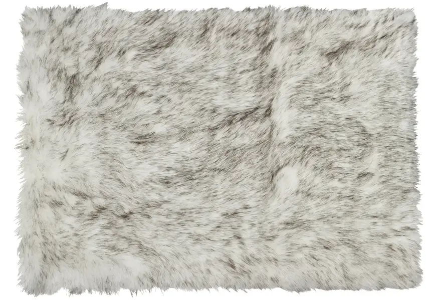Gray Faux Sheepskin Printed Area Rug Photo 1