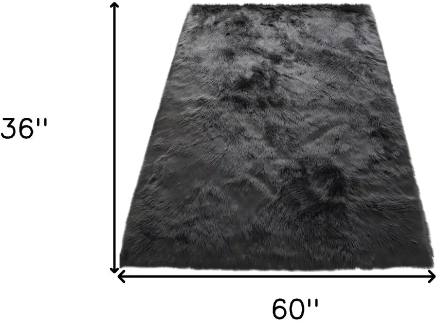 Gray Faux Sheepskin Washable Area Rug Photo 9