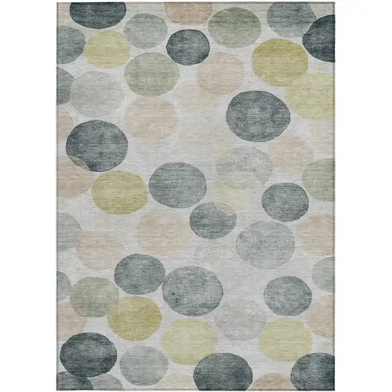 Gray Fern Green And Gold Geometric Washable Indoor Outdoor Area Rug Photo 4
