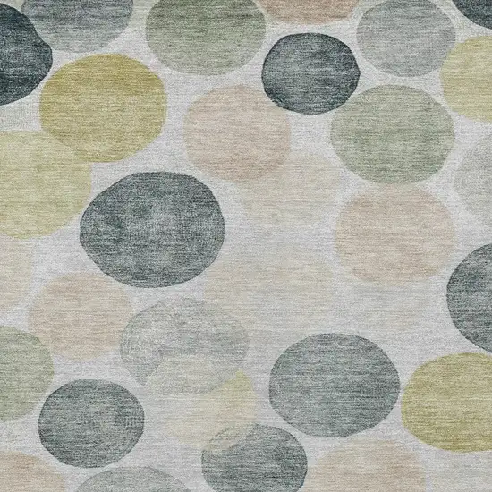 Gray Fern Green And Gold Geometric Washable Indoor Outdoor Area Rug Photo 3