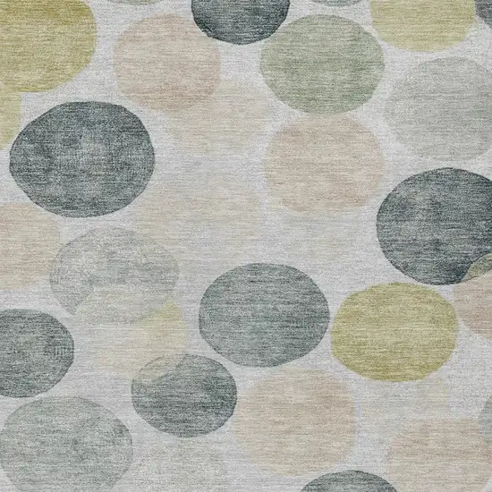 Gray Fern Green And Gold Geometric Washable Indoor Outdoor Area Rug Photo 3