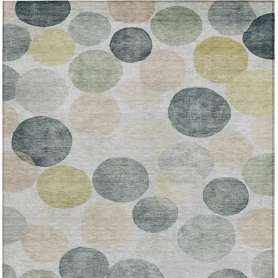 Gray Fern Green And Gold Geometric Washable Indoor Outdoor Area Rug Photo 3