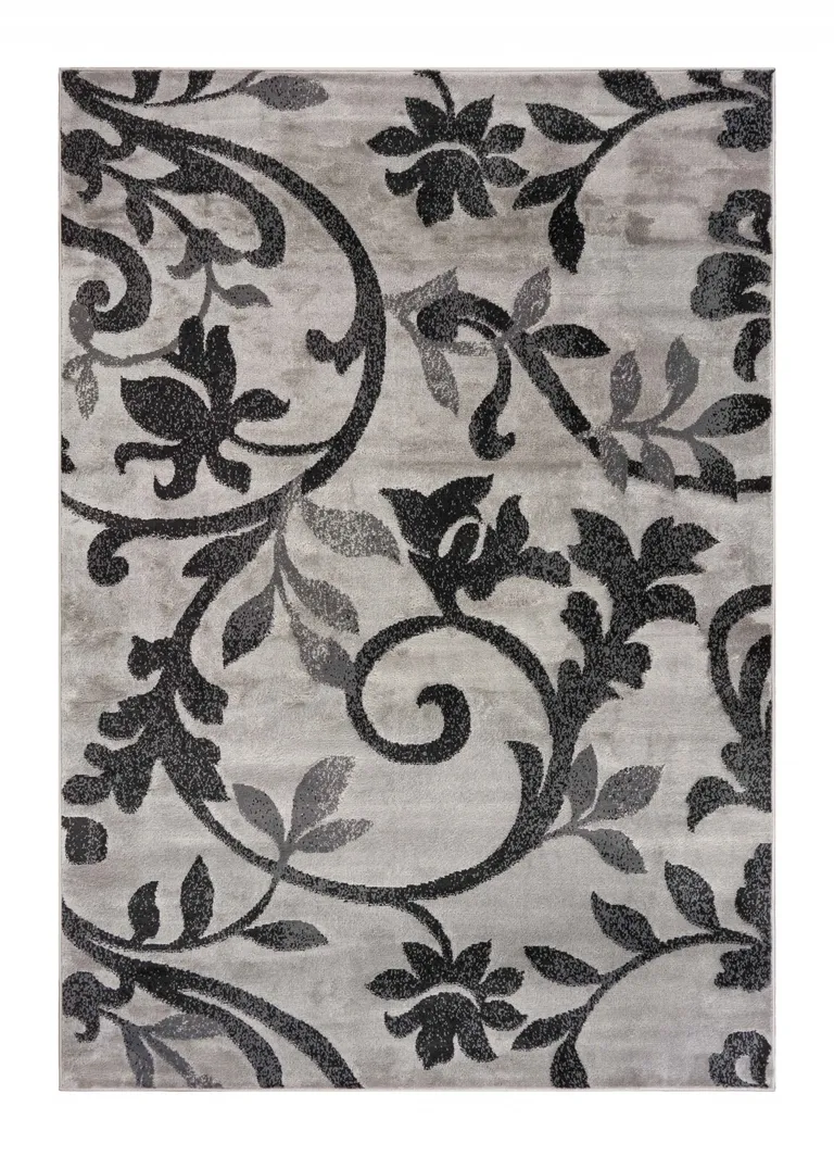 Gray Filigree Vines Area Rug Photo 5