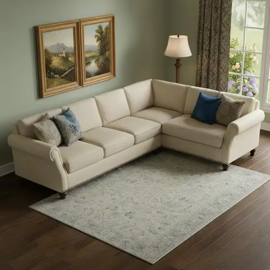 Gray Floral Area Rug Photo 1