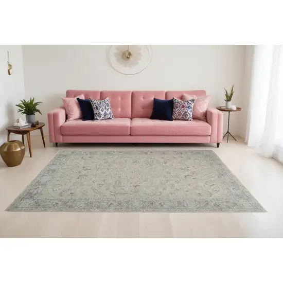 Gray Floral Area Rug Photo 1