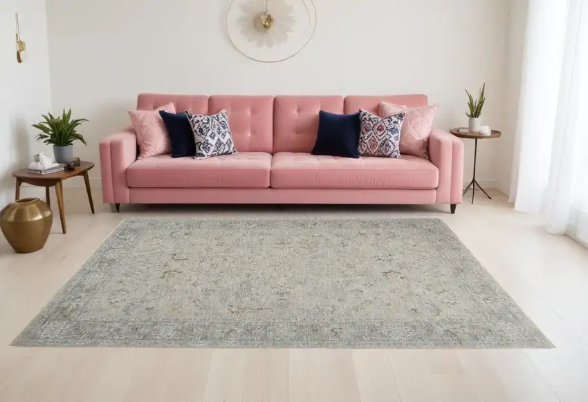 Gray Floral Area Rug Photo 1