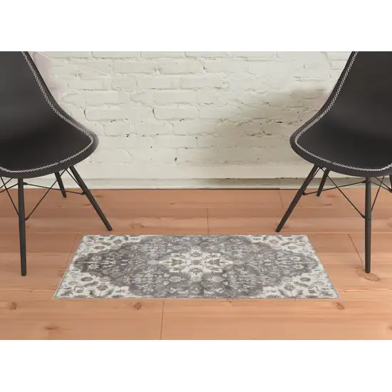 Gray Floral Area Rug Photo 1