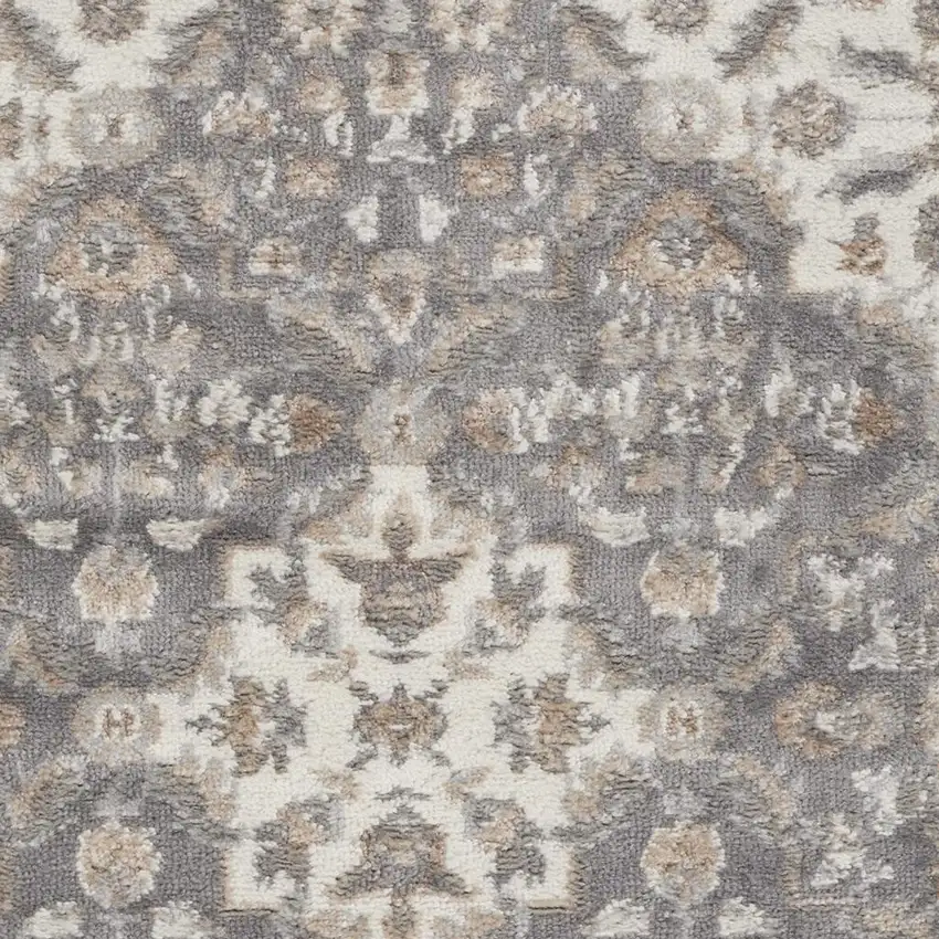 Gray Floral Area Rug Photo 3