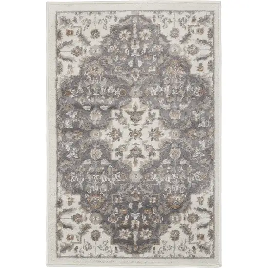 Gray Floral Area Rug Photo 5