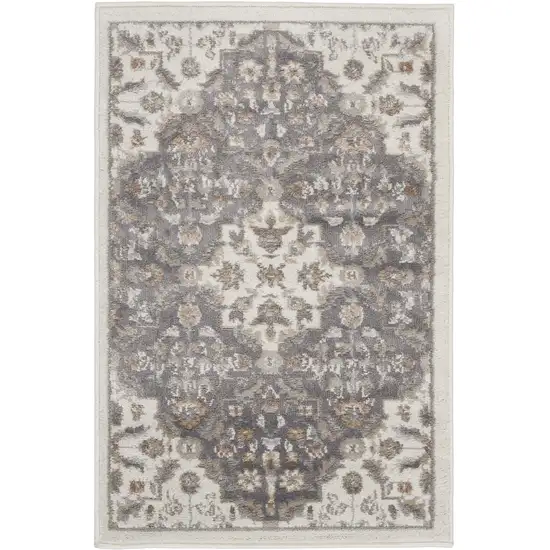 Gray Floral Area Rug Photo 8