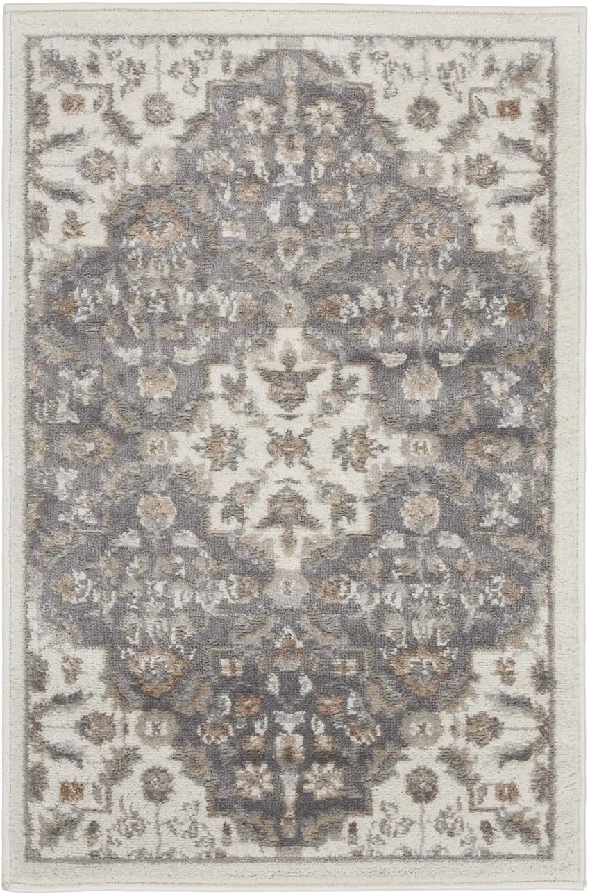 Gray Floral Area Rug Photo 8