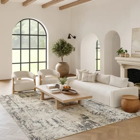Gray Floral Area Rug Photo 5