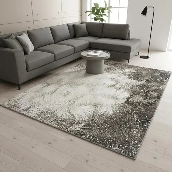 Gray Floral Area Rug Photo 1