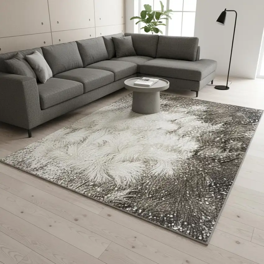Gray Floral Area Rug Photo 1
