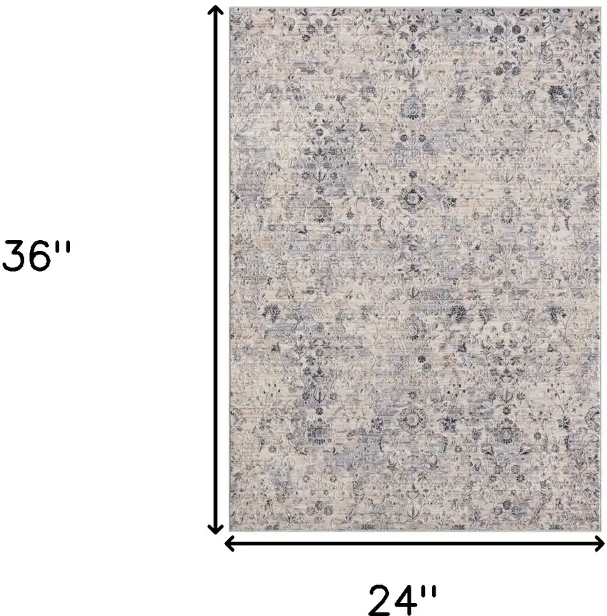 Gray Floral Area Rug Photo 7