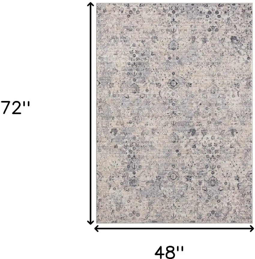 Gray Floral Area Rug Photo 6