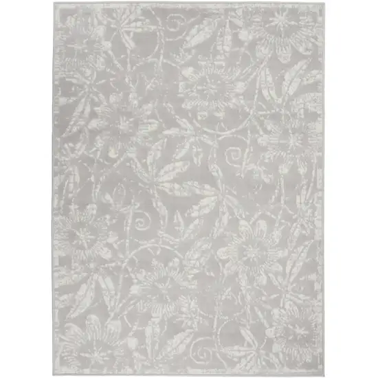 Gray Floral Distressed Area Rug Photo 2