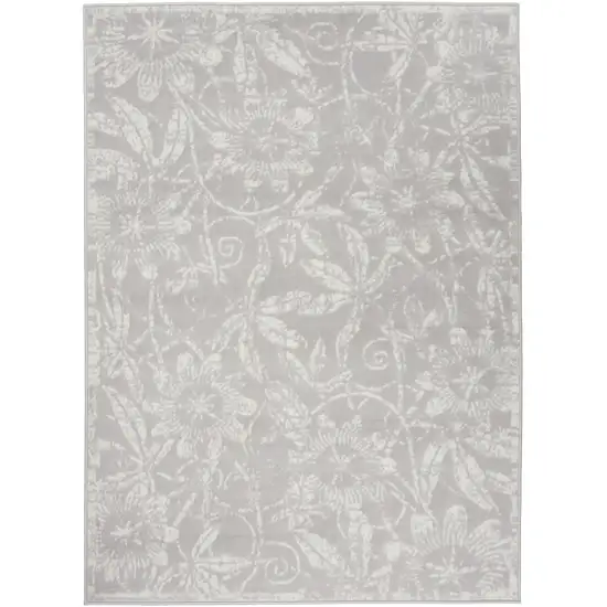 Gray Floral Distressed Area Rug Photo 7