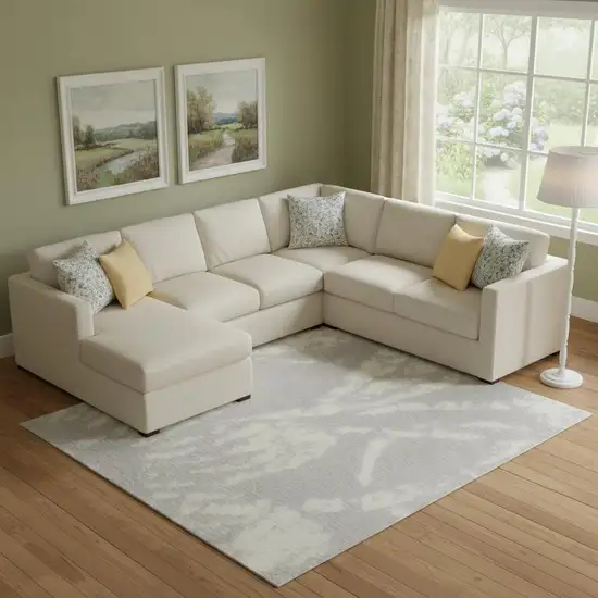 Gray Floral Distressed Area Rug Photo 1