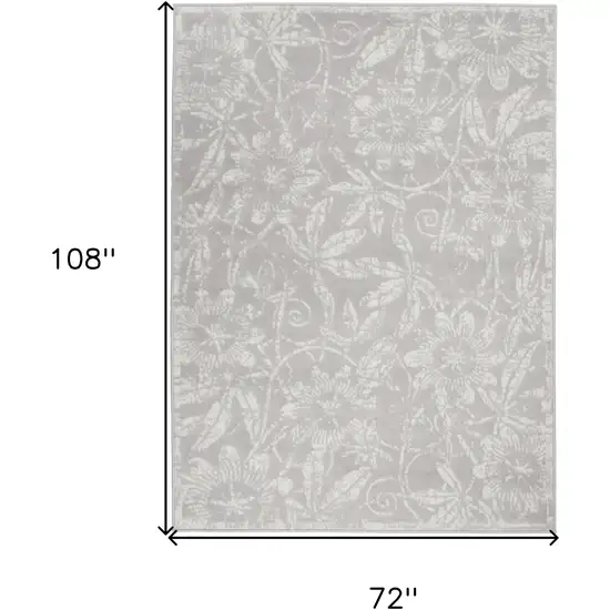 Gray Floral Distressed Area Rug Photo 3