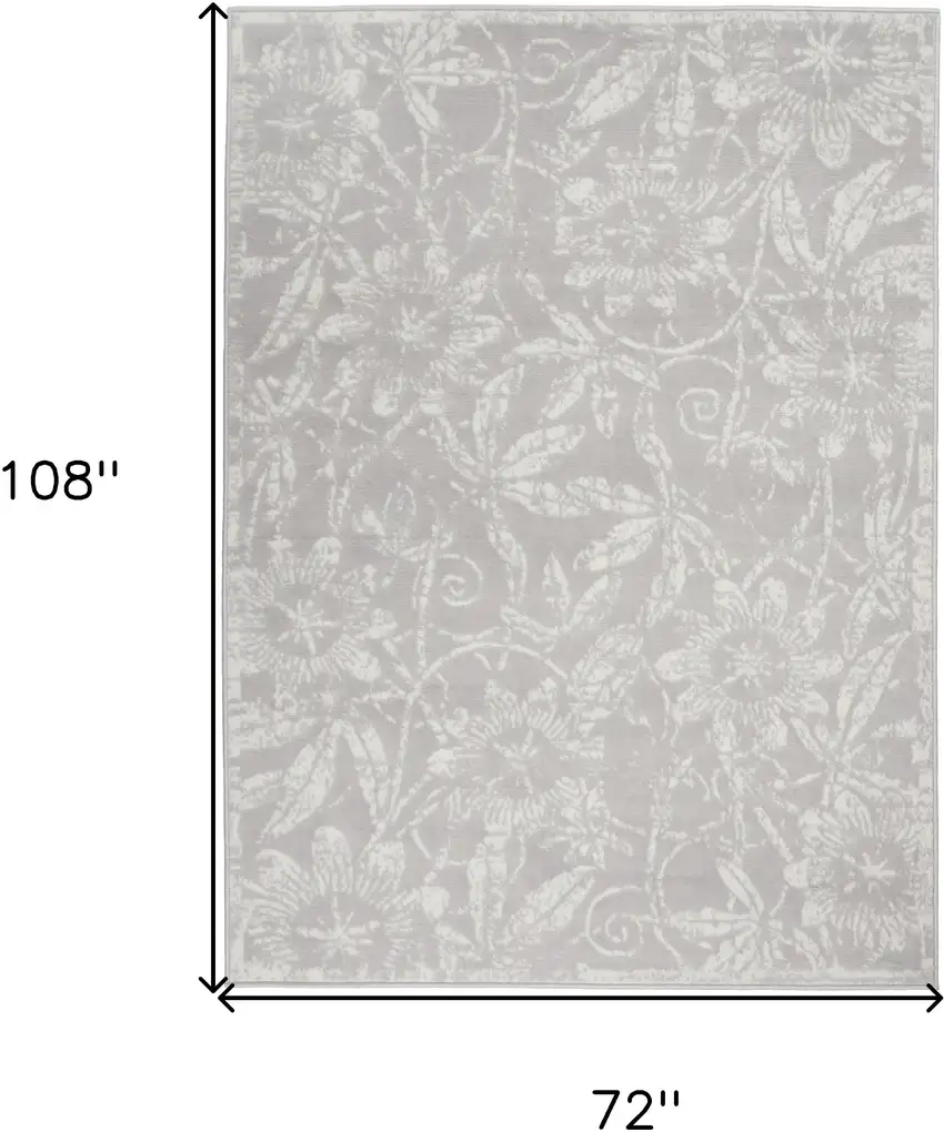 Gray Floral Distressed Area Rug Photo 3