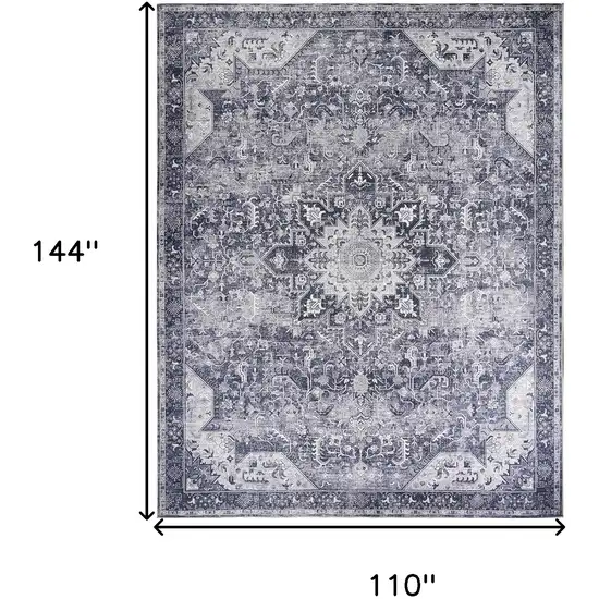 Gray Floral Distressed Area Rug Photo 3