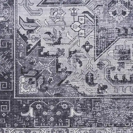 Gray Floral Distressed Area Rug Photo 2
