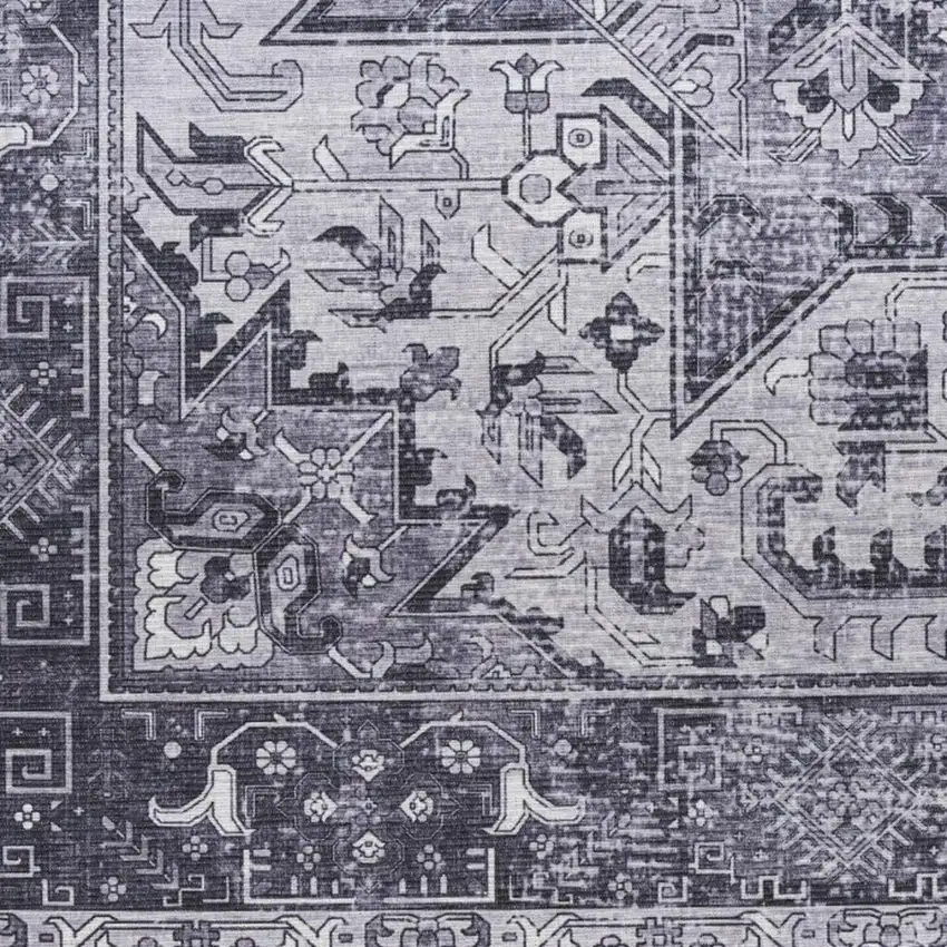 Gray Floral Distressed Area Rug Photo 2