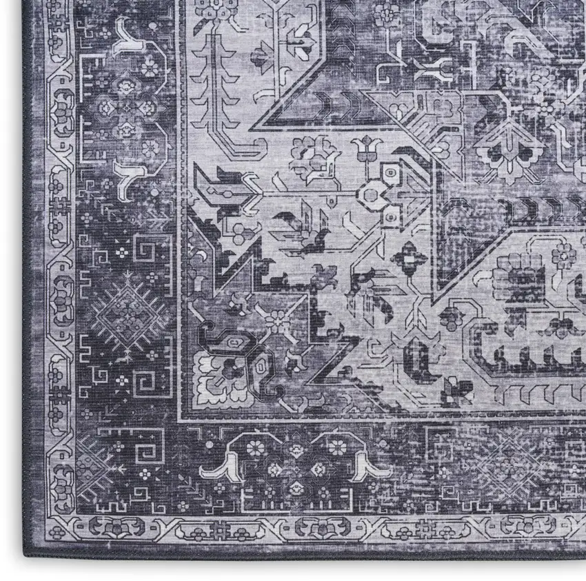 Gray Floral Distressed Area Rug Photo 4